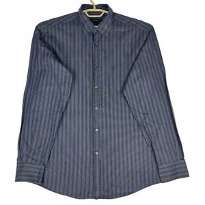 Z Zegna Ermenegildo Zegna Shirt Mens Large 17 Blue Stripe Cotton Dress